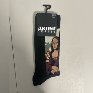 Artist Series Mona Lisa Crew Socks Mens One Size Leonardo Da Vinci Novelty